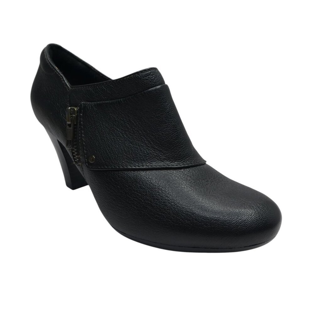 Clarks Bendables Black Leather Heeled Comfort‎ Ankle Booties Shooties Womens 7